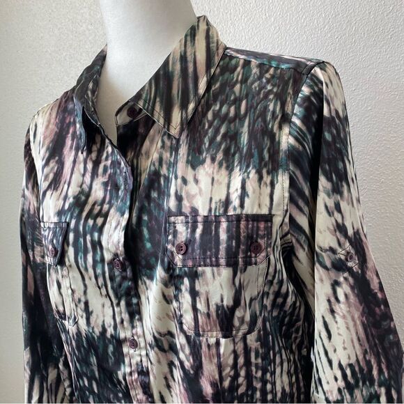 Calvin Klein Button Down Blouse Long Sleeve Abstract - Picture 5 of 14